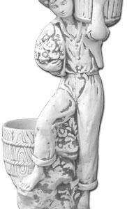 virágtartó fiú kosárral
